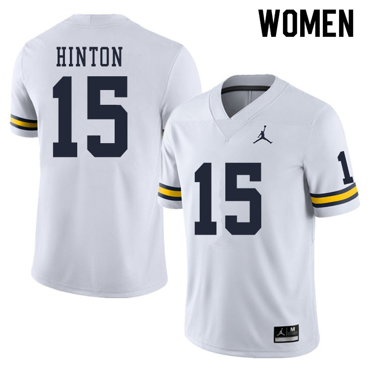 Women #15 Christopher Hinton Michigan Wolverines College Football Jerseys Sale-White